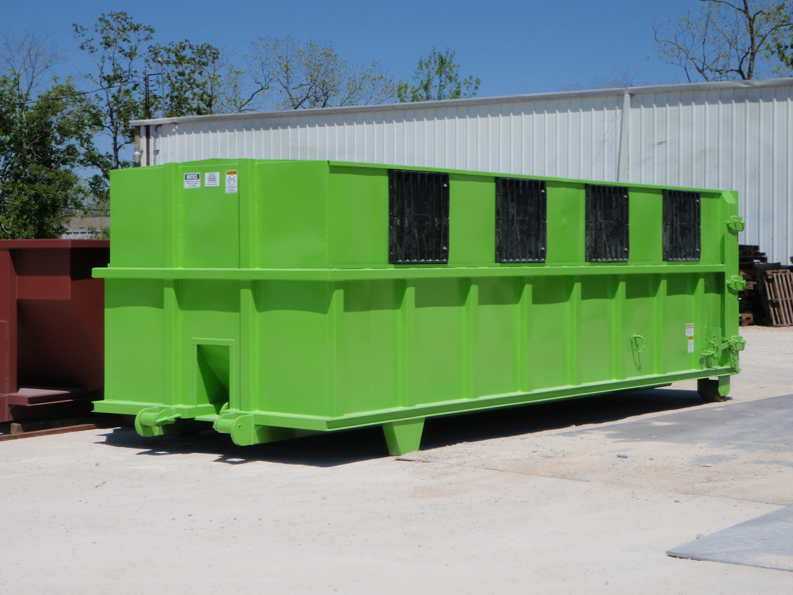 Recycling container with eight sliding windows